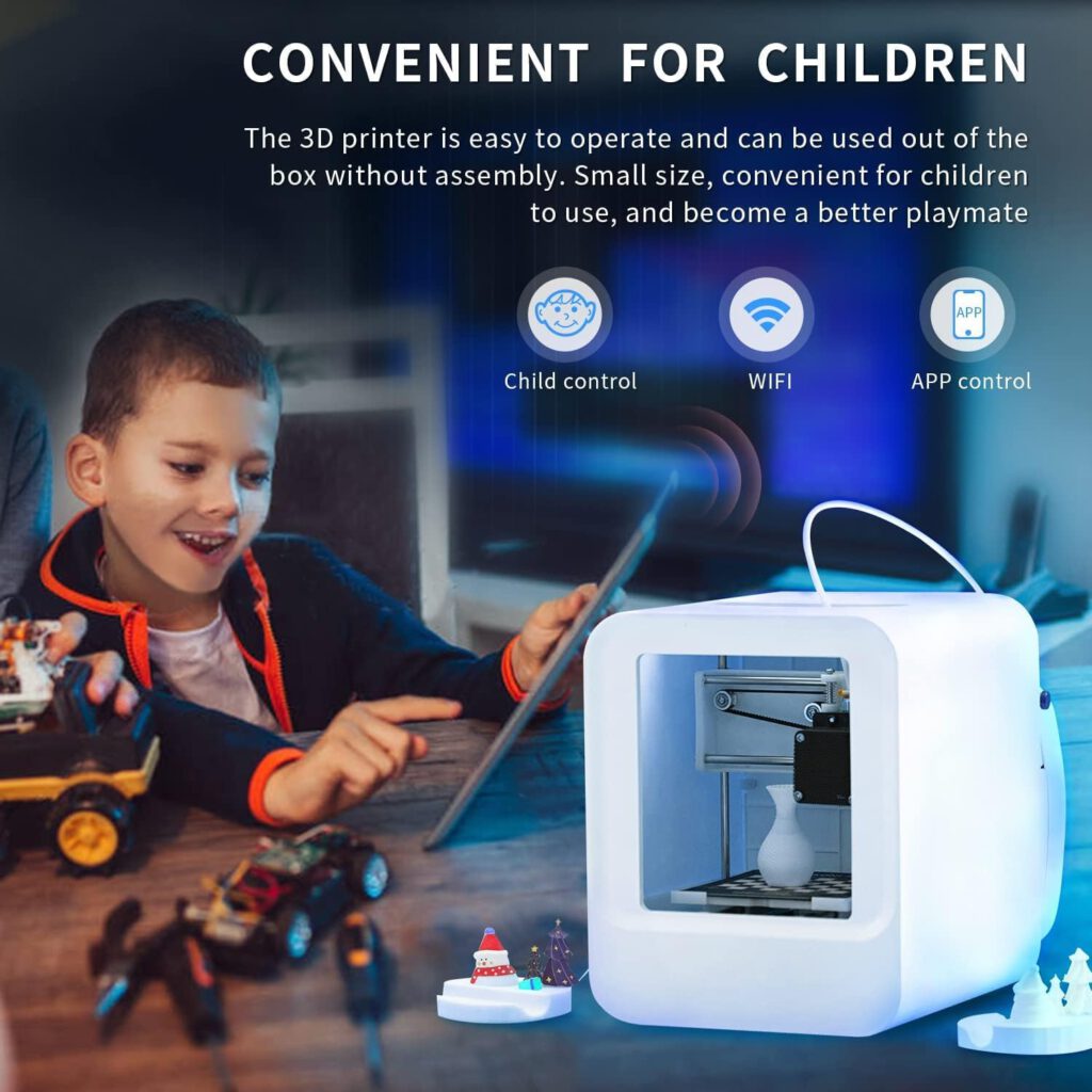 3D Printers, Intelligent AI 3D Printer for Kids and Beginners, Fully Assembled and Auto Leveling Mini 3D Printer with APP Control, DIY PLA Filament Supported, AI Photo Modeling, High Precision Printer