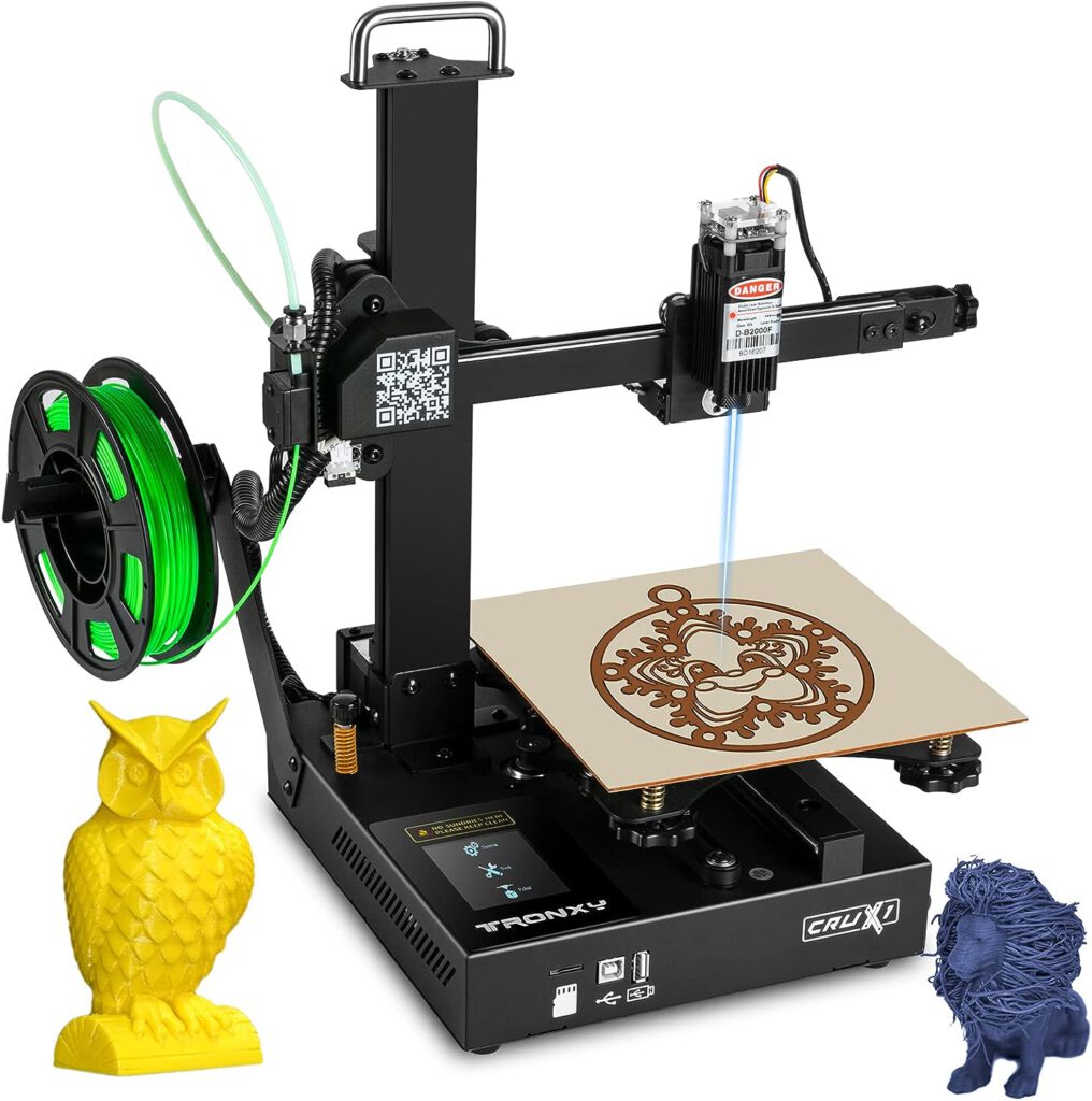 3D Printers, Mini 2-in-1 3D Laser Engraver Printer with Removable Heated Bed, DIY Desktop 3D Printers for Beginners with PLA Filament, Smart Control, Resume Printing, 90% Pre-Assembled