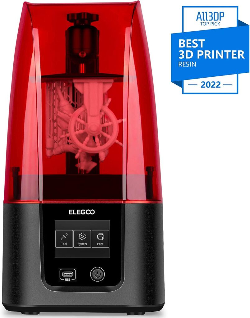 ELEGOO Resin 3D Printer, Mars 3 MSLA 3D Printer with 6.66 inches Ultra 4K Monochrome LCD and Ultra-high Printing Accuracy, Print Size 5.62(W) 3.5(D) 6.8(H)