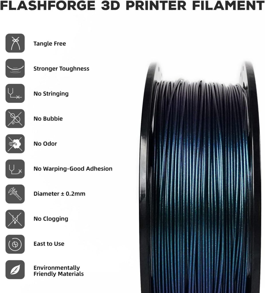 Flashforge 3D Printer Filament Color Changeable PLA Filament 1.75mm, Different Color by Light, Perfectly Hide The Layer Line, 1kg (2.2lbs) Spool-Dimensional Accuracy +/- 0.02mm (Burnt Titanium, PLA)