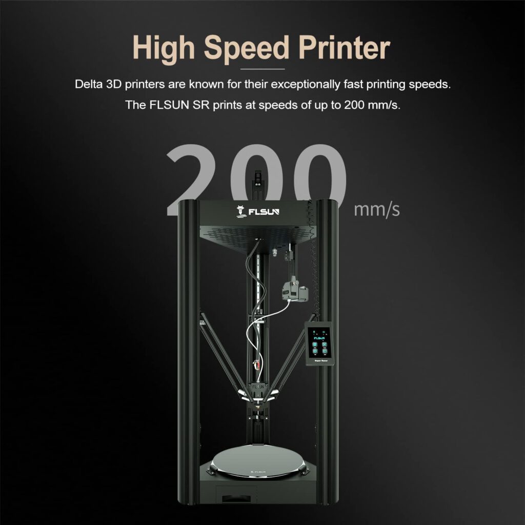 Official FLSUN SR Super Racer 3D Printer Fast 200mm/s 2800 mm/s² FDM Delta 3D Printer Linear Rail Pre-Assembly with Auto Leveling Resume 1.75 PLA DIY 3D Printers Printing Size Φ260x330mm