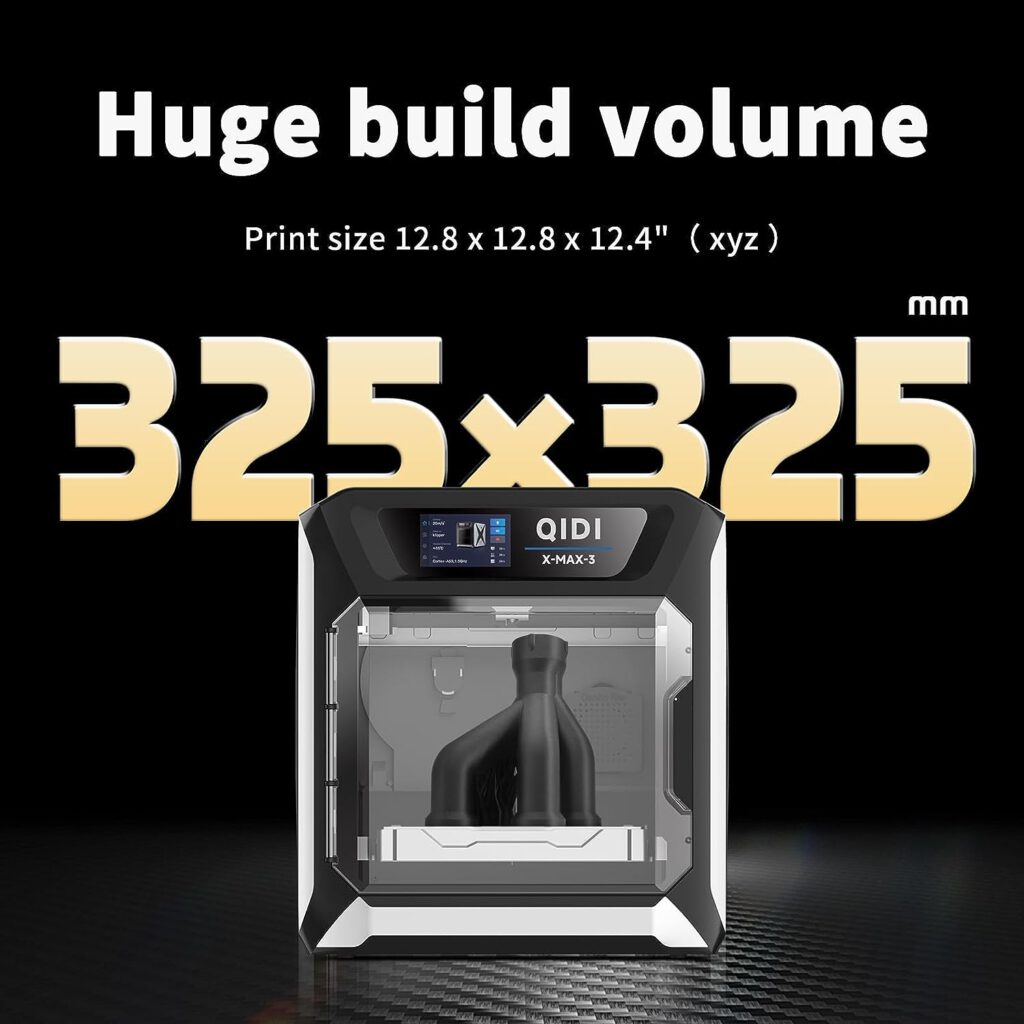 R QIDI TECHNOLOGY MAX3 3D Printer,All-Around Large Size 3D Printers,600mm/s Fast Print,High PrecisionHigh-Speed Industrial Grade,Fully Automatic Leveling,65℃ Chamber Heat,12.8×12.8×12.4